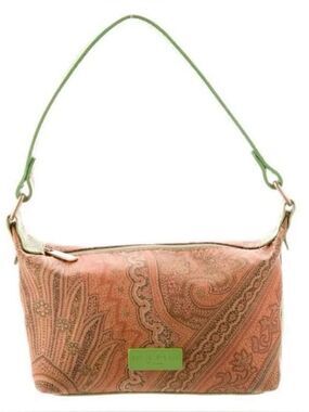 Y2K Etro Milano Perfumi Hobo Shoulder Bag Brown Paisley Lime Green Earthy Hippie